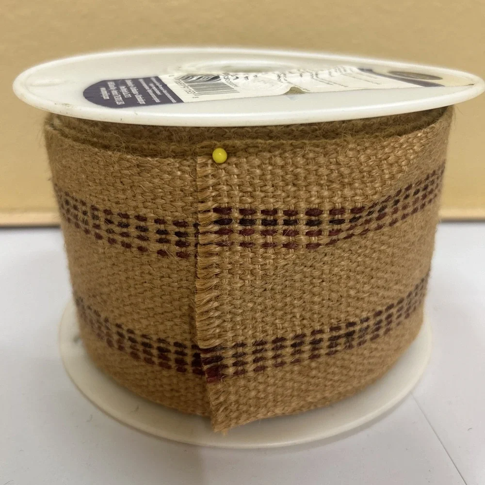 Wrights 100% Jute 3.5in/15 Yd Trim Upholstery Webbing‎ with Highlight Stripes
